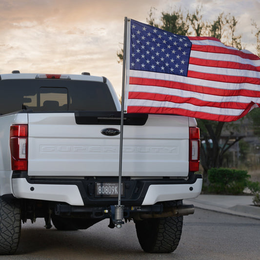 Using the Quick Ball Mount to fly an American flag with our flagpole and hurricane-proof flag mounts (both made from aluminum).